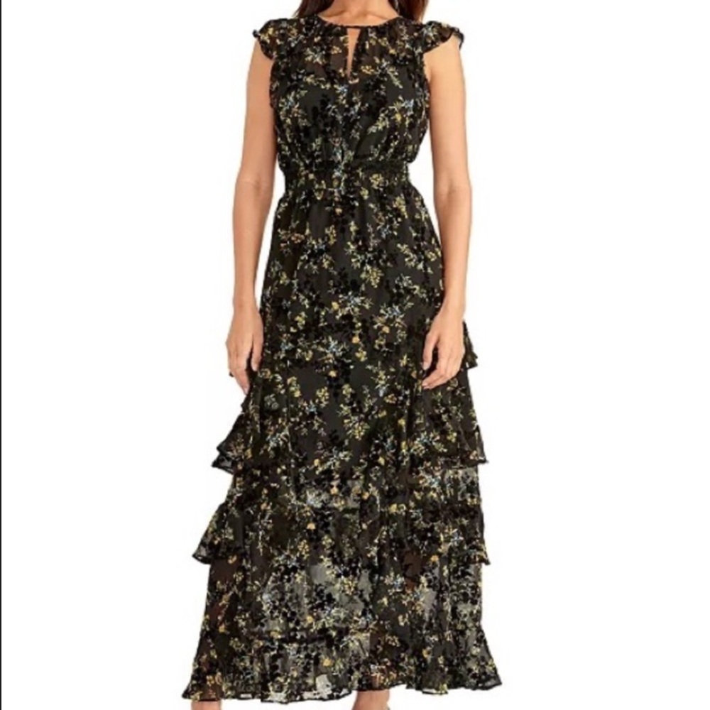 RACHEL Rachel Roy
Issa Printed Ruffled Maxi Dress || Floral Black Formal Gown